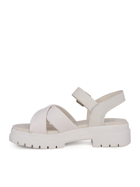 London Vibe Leather Women's Flat Sandals in White Color
