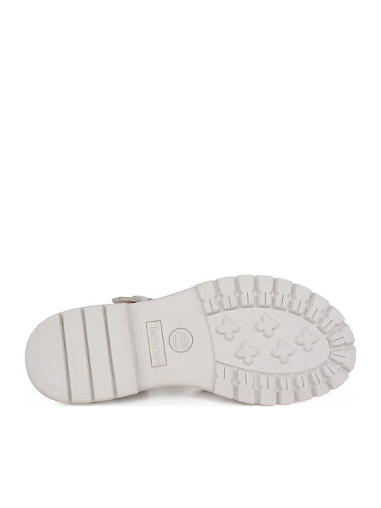 London Vibe Leather Women's Flat Sandals in White Color