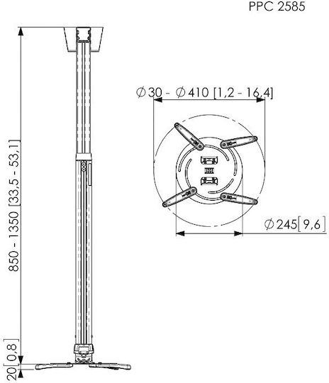 Vogel's Βάση Projector Οροφής με Μέγιστο Φορτίο 25kg Γκρι