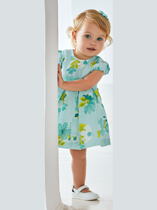 Mädchenkleid Ärmellos Leinen Blumen Set aus 2 mit Zubehör Natur
