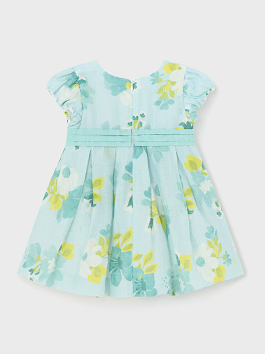 Mädchenkleid Ärmellos Leinen Blumen Set aus 2 mit Zubehör Natur