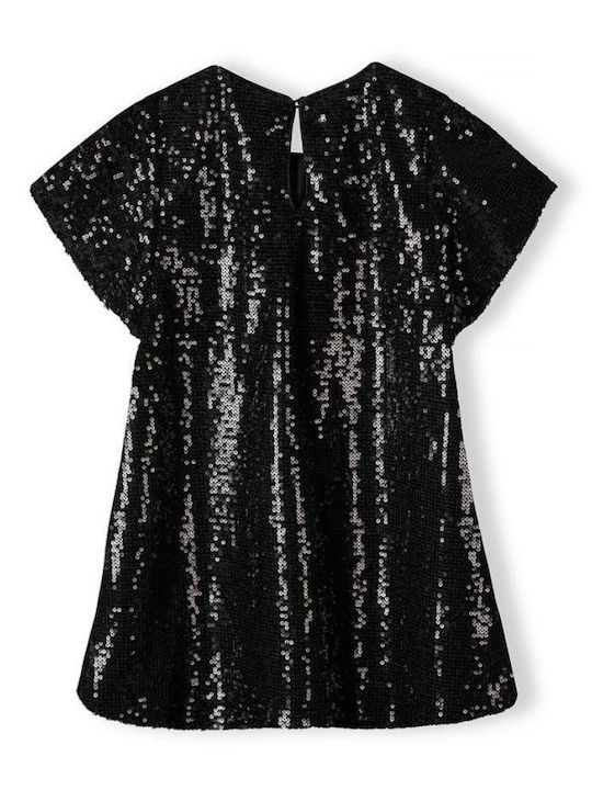 Minoti Girls Dress with Sequins Short Sleeve black