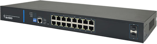 Avizio Power AV-SM16GP2F Gestionat L2 PoE+ Switch cu 16 Porturi Gigabit (1Gbps) Ethernet și 2 Porturi SFP