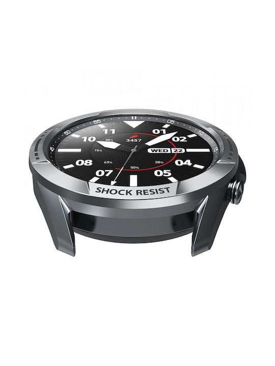 Spigen Chrono Schild Silber Aluminium Gehäuse für Samsung Galaxy Watch 3 45mm Schwarz