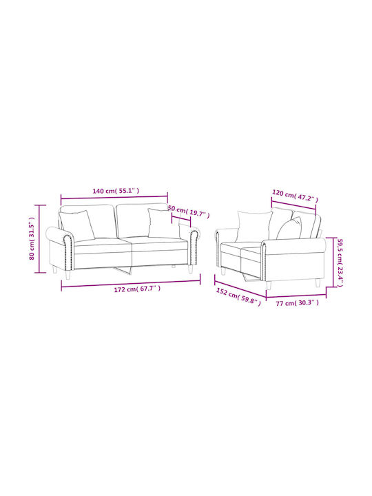 Living Room Furniture Set 2 sofas Blue
