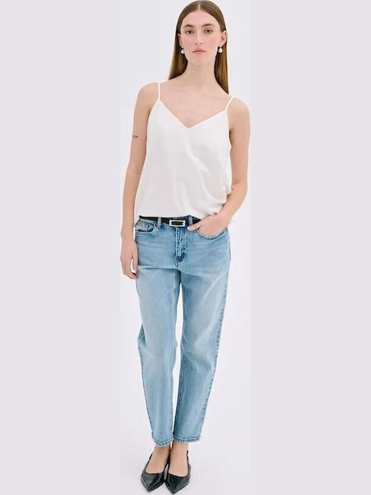 Women's Summer Blouse with Straps White