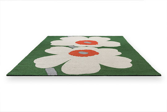 Marimekko Unikko 60th Anniversary 433007 Lucrat manual Covor De exterior Rectangular Verde