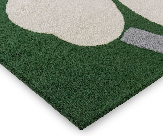 Marimekko Unikko 60th Anniversary 433007 Lucrat manual Covor De exterior Rectangular Verde