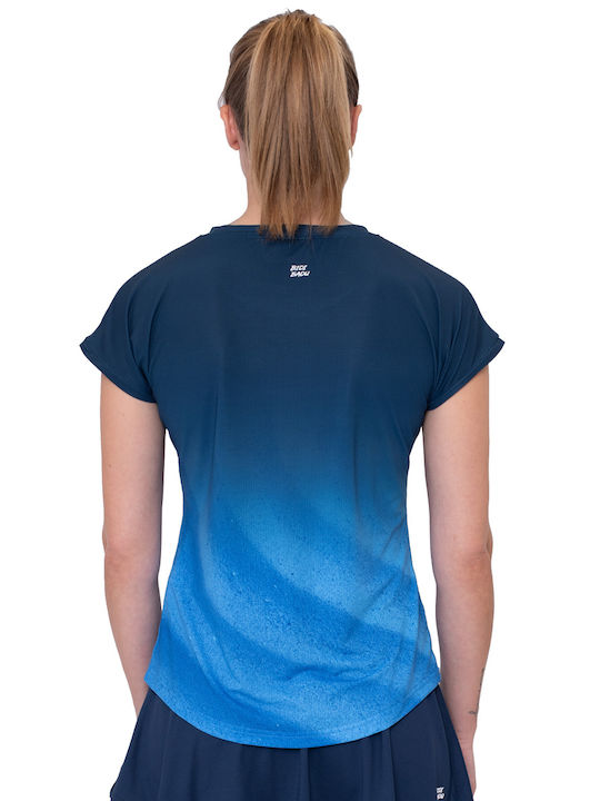 Bidi Badu Women's Athletic Blouse Fast Drying with Sheer Dark Blue