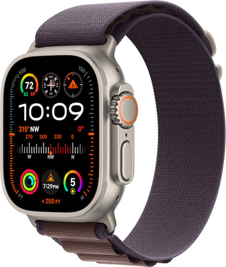 Apple Watch Ultra 2 Titanium 49mm Waterproof with eSIM and Heart Rate Monitor (Indigo Alpine Loop - Small)