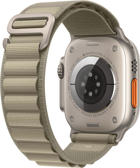 Apple Watch Ultra 2 Titanium 49mm Waterproof with eSIM and Heart Rate Monitor (Olive Alpine Loop - Small)