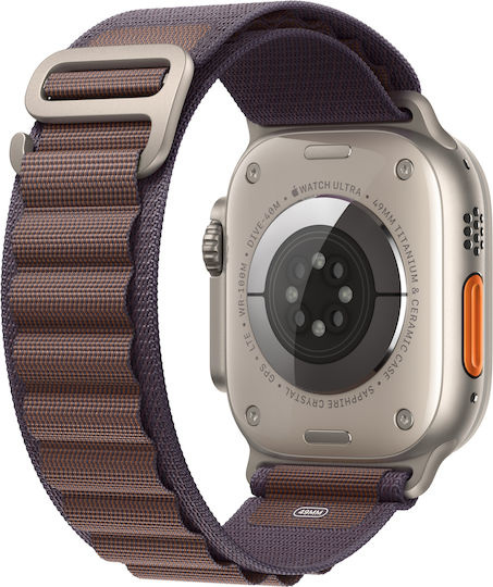 Apple Apple Watch Ultra 2 Titanium 49mm Waterproof with eSIM and Heart Rate Monitor Indigo Alpine Loop Medium Strap Size