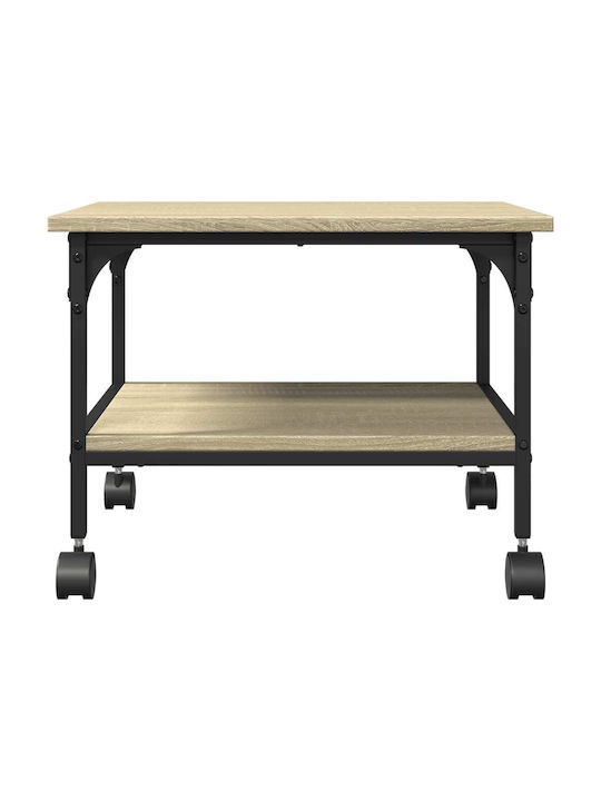 Rectangular Side Wooden Coffee Table with Wheels Brown W50xL40xH38cm