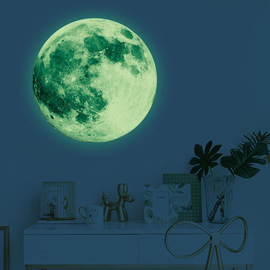 Phosphorescent Wall Sticker Moon Earth's Natural Satellite Glow In The Dark Self-adhesive 20cm Original Deals®