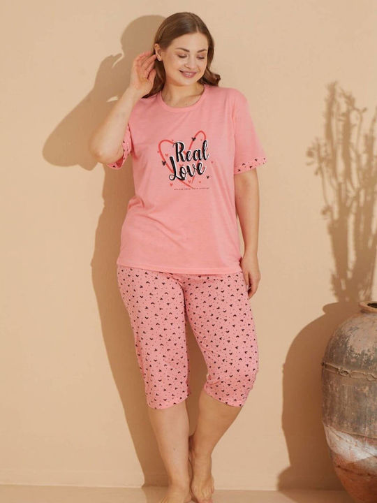 Lindros Summer Women's Pyjama Set Cotton Pink