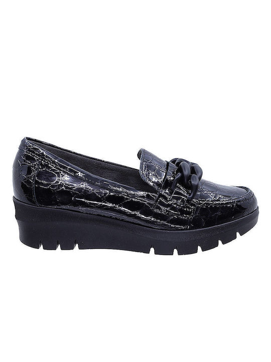 Pitillos Patent Leather Women's Moccasins in Black Color