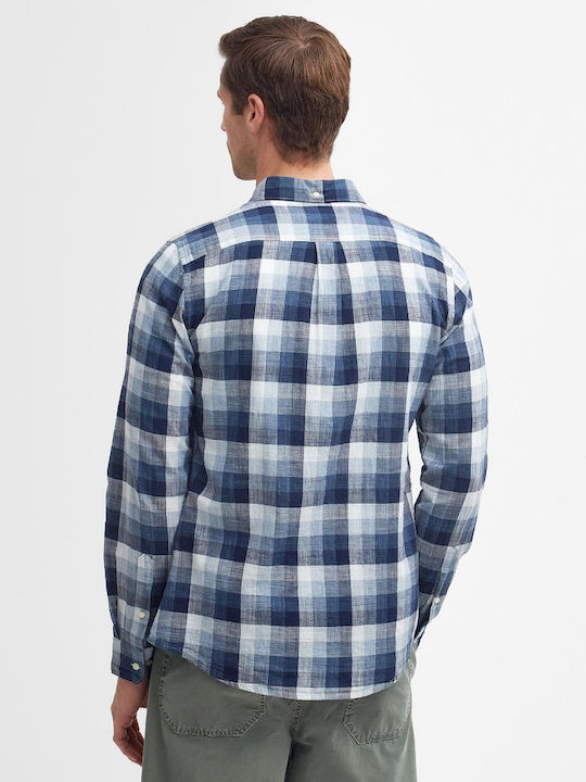 Barbour Men's Shirt Long Sleeve Cotton Checked Blue