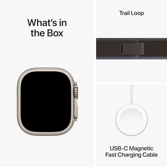 Apple Watch Ultra 2 Titanium 49mm Waterproof with eSIM and Heart Rate Monitor (Blue/Black Trail Loop - S/M)