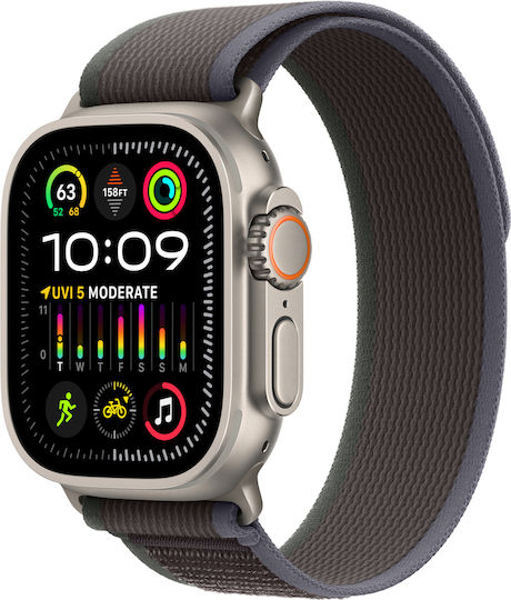 Apple Watch Ultra 2 Titanium 49mm Waterproof with eSIM and Heart Rate Monitor (Blue/Black Trail Loop - M/L)