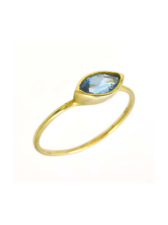 Elor Women's Gold Plated Silver Ring with Stone