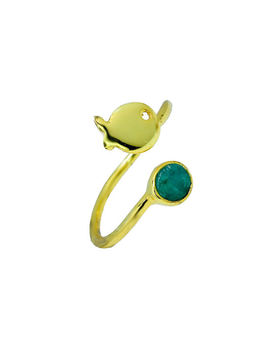 Elor Women's Ring with Stones from Silver Gold Plated