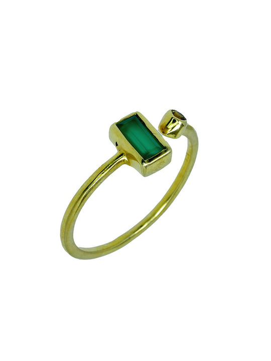 Elor Women's Ring with Stones from Silver Gold Plated