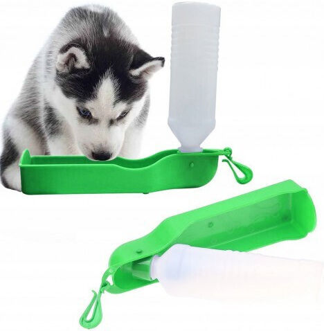 Plastic Sticlă Apă pentru Câine 250ml în Culoare Verde