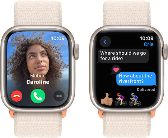 Apple Watch Series 9 Aluminium 41mm Waterproof with Heart Rate Monitor (Starlight with Starlight Sport Loop)