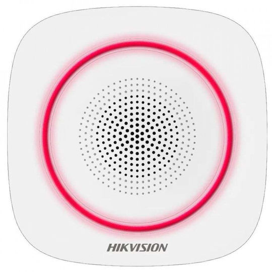 Hikvision Ασύρματη RF Σειρήνα Συναγερμού Μπαταρίας Εσωτερικού Χώρου 110dB με Κόκκινο Φως