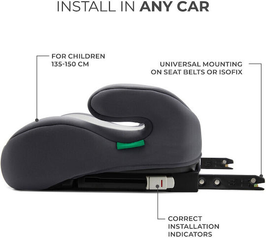 Kinderkraft I-boost Scaun Auto pentru Copii Scaun de mașină pentru copii i-Size cu Isofix Gri