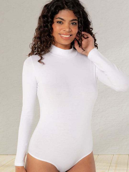 Rollkragenpullover mit langen Ärmeln W2425 - Weiß