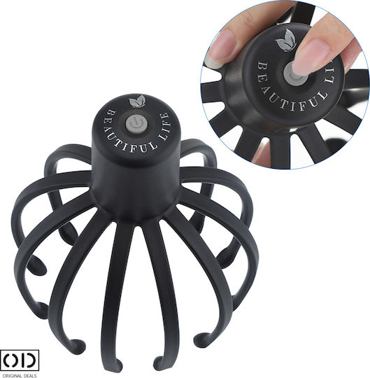 Masajator de păr pentru relaxare și wellness, unisex, 3 funcții, baterie reîncărcabilă cu litiu cu cablu USB C inclus, PVC, negru, oferte originale