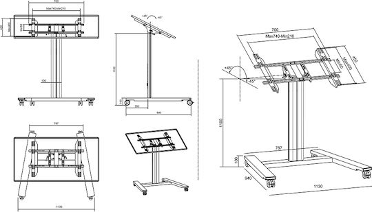 Multibrackets M Public Display Stand 110 HD Tilt & Table Βάση Τηλεόρασης Δαπέδου έως 55" και 80kg Μαύρο