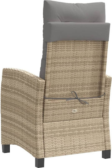 Fotoliu de exterior Rattan Bej cu pernă 57x66x93cm