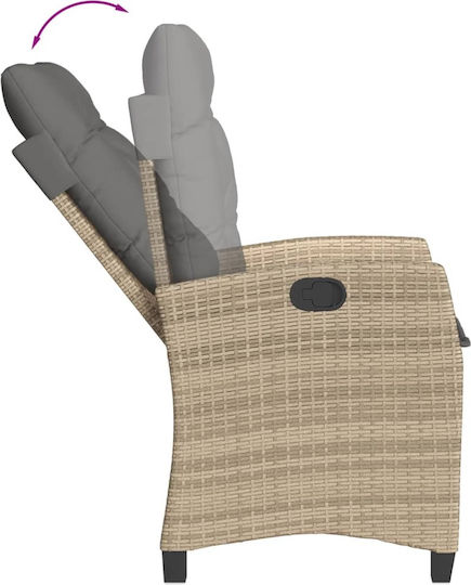 Fotoliu de exterior Rattan Bej cu pernă 57x66x93cm
