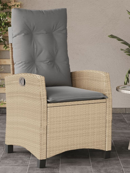 Outdoor-Sessel Rattan Beige mit Kissen 57x66x93εκ.