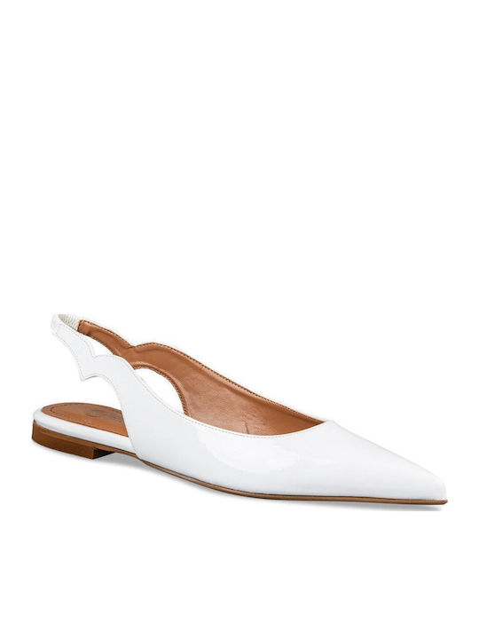 Γυναικείες Μπαλαρίνες Slingback από Λουστρίνι Λευκο