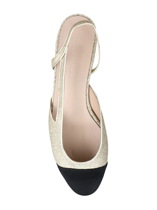 Suede Γυναικείες Μπαλαρίνες Slingback σε Χρυσό Χρώμα