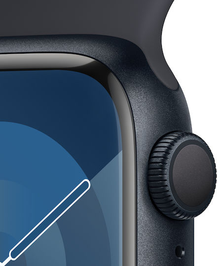 Apple Watch Series 9 Aluminium 41mm Waterproof with Heart Rate Monitor (Midnight Aluminium Case with Sport Band Midnight (S/M))
