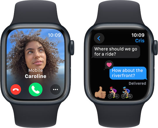 Apple Watch Series 9 Aluminium 41mm Waterproof with Heart Rate Monitor (Midnight Aluminium Case with Sport Band Midnight (S/M))