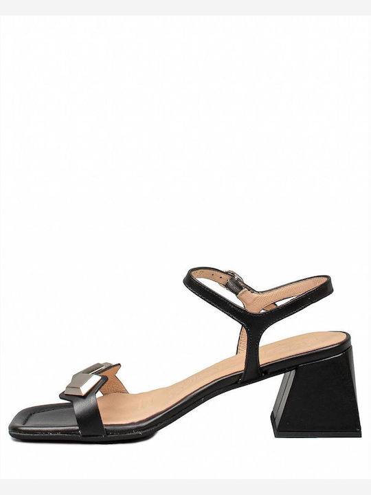 Wonders Leather Women's Sandals Black