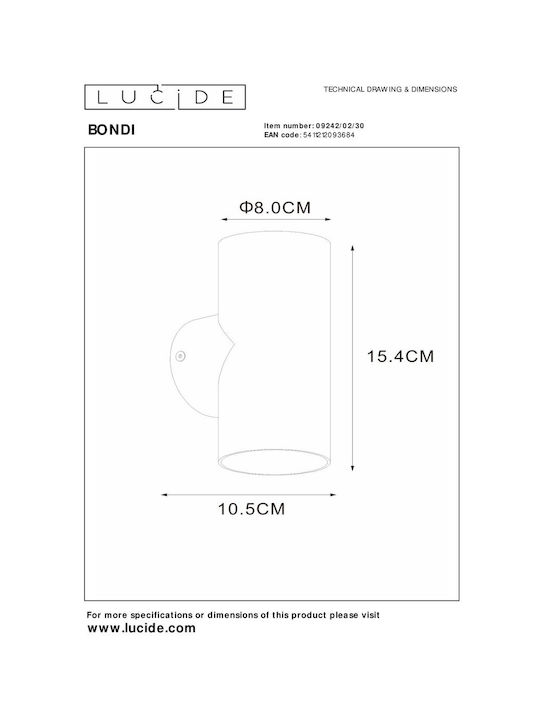 Lucide Lightning Διπλό Σποτ με Ντουί GU10 σε Μαύρο Χρώμα