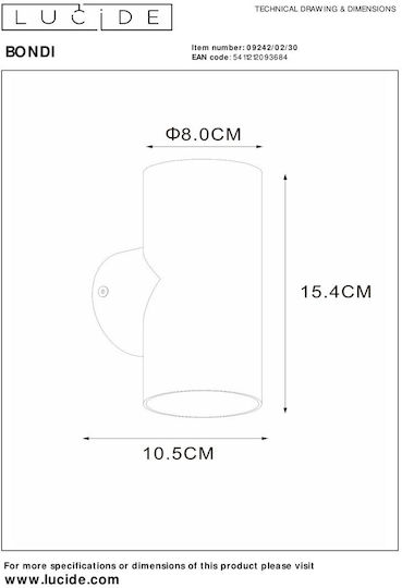 Lucide Lightning Διπλό Σποτ με Ντουί GU10 σε Μαύρο Χρώμα