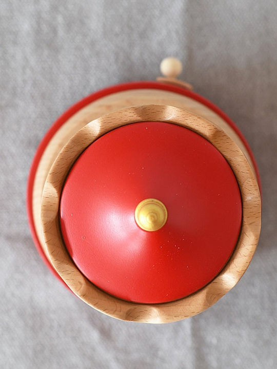 TS Collection Christmas Decorative Wooden Carousel with Music and Movement 11x11x11cm.
