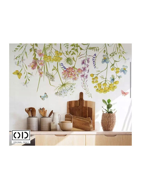 Decorative Wall Sticker For Living Room And Bedroom Country Flowers Self-Adhesive 60 X 30 Cm Original Deals