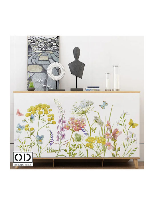 Decorative Wall Sticker For Living Room And Bedroom Country Flowers Self-Adhesive 60 X 30 Cm Original Deals