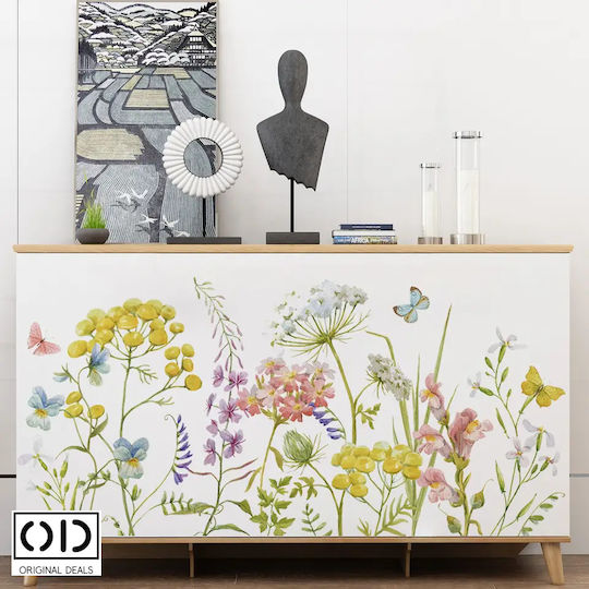 Sticker Decorativ de Perete pentru Living și Dormitor, Flori de Țară, Autoadeziv, 60 X 30 Cm, Oferte Originale