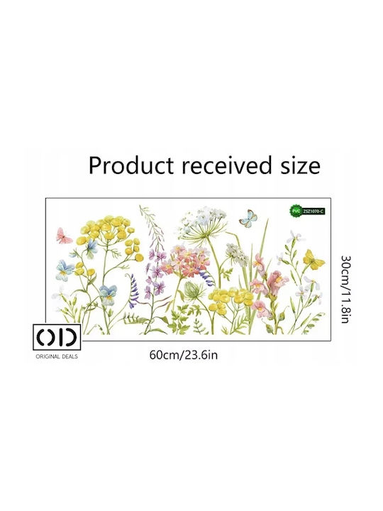 Decorative Wall Sticker For Living Room And Bedroom Country Flowers Self-Adhesive 60 X 30 Cm Original Deals