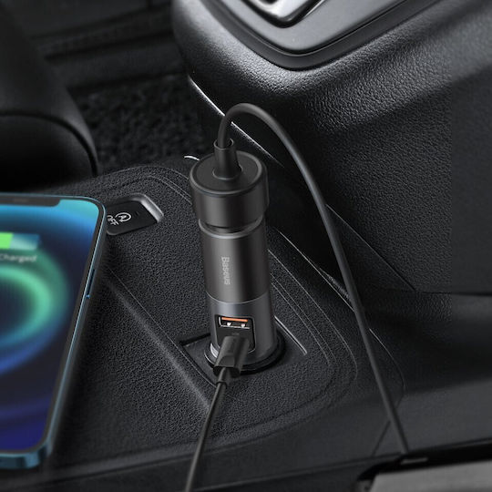 Baseus Share Together Auto-Ladegerät 120W 5A Schnellladung mit Anschlüssen: 1xUSB 1xType-C 1xZigarettenanzünder Schwarz Farbe