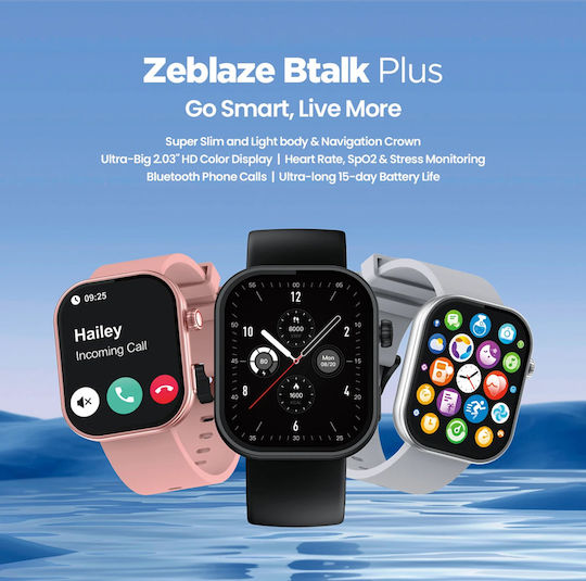 Zeblaze Btalk Plus Smartwatch with Heart Rate Monitor (Jet Black)